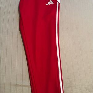 Adidas Kids Red Joggers with White Stripes